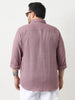 Plus Men's Purple Linen Blend Full Sleeve Relaxed Fit Casual Solid Shirt