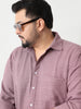 Plus Men's Purple Linen Blend Full Sleeve Relaxed Fit Casual Solid Shirt