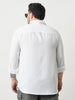 Plus Men's White Linen Blend Full Sleeve Relaxed Fit Casual Solid Shirt
