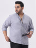 Plus Men's Lavender Cotton Full Sleeve Regular Fit Casual Solid Shirt with Band Collar