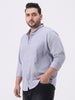Plus Men's Lavender Cotton Full Sleeve Regular Fit Casual Solid Shirt with Band Collar