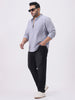 Plus Men's Lavender Cotton Full Sleeve Regular Fit Casual Solid Shirt with Band Collar