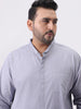 Plus Men's Lavender Cotton Full Sleeve Regular Fit Casual Solid Shirt with Band Collar