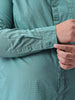 Plus Men's Light Teal Cotton Full Sleeve Regular Fit Casual Solid Shirt with Band Collar