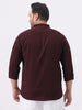 Plus Men's Maroon Cotton Full Sleeve Regular Fit Casual Solid Shirt with Band Collar