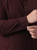 Plus Men's Maroon Cotton Full Sleeve Regular Fit Casual Solid Shirt with Band Collar