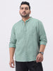 Plus Men's Mint Cotton Full Sleeve Regular Fit Casual Solid Shirt with Band Collar