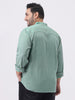 Plus Men's Mint Cotton Full Sleeve Regular Fit Casual Solid Shirt with Band Collar