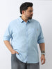 Plus Men's Light Blue Cotton Full Sleeve Regular Fit Casual Solid Shirt