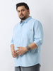 Plus Men's Light Blue Cotton Full Sleeve Regular Fit Casual Solid Shirt