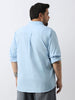 Plus Men's Light Blue Cotton Full Sleeve Regular Fit Casual Solid Shirt