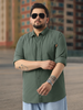 Plus Men's Sage Green Cotton Full Sleeve Regular Fit Casual Solid Shirt