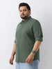 Plus Men's Sage Green Cotton Full Sleeve Regular Fit Casual Solid Shirt
