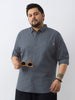 Plus Men's Slate Blue Cotton Full Sleeve Regular Fit Casual Solid Shirt