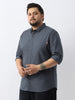 Plus Men's Slate Blue Cotton Full Sleeve Regular Fit Casual Solid Shirt