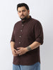 Plus Men's Cocoa Cotton Full Sleeve Regular Fit Casual Solid Shirt