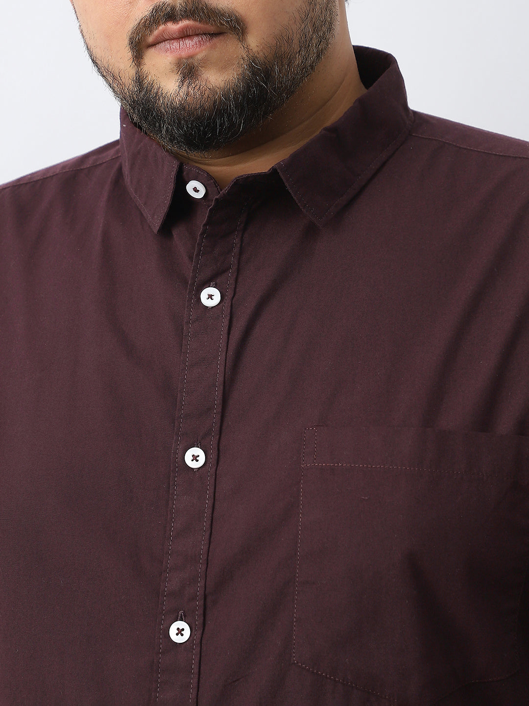 Plus Men's Cocoa Cotton Full Sleeve Regular Fit Casual Solid Shirt