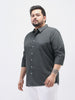 Plus Men's Dark Grey Cotton Full Sleeve Regular Fit Casual Solid Shirt