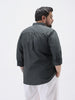Plus Men's Dark Grey Cotton Full Sleeve Regular Fit Casual Solid Shirt