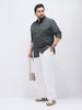 Plus Men's Dark Grey Cotton Full Sleeve Regular Fit Casual Solid Shirt