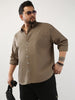 Plus Men's Light Brown Cotton Full Sleeve Regular Fit Casual Solid Shirt