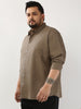 Plus Men's Light Brown Cotton Full Sleeve Regular Fit Casual Solid Shirt