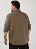 Plus Men's Light Brown Cotton Full Sleeve Regular Fit Casual Solid Shirt