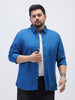 Plus Men's Royal Blue Cotton Full Sleeve Regular Fit Casual Solid Shirt