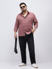 Plus Men's Dusty Pink Cotton Full Sleeve Regular Fit Casual Solid Shirt