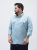 Plus Men's Light Blue Cotton Full Sleeve Regular Fit Casual Solid Shirt
