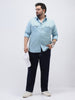Plus Men's Light Blue Cotton Full Sleeve Regular Fit Casual Solid Shirt