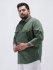 Plus Men's Sage Green Cotton Full Sleeve Regular Fit Casual Solid Shirt