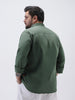 Plus Men's Sage Green Cotton Full Sleeve Regular Fit Casual Solid Shirt