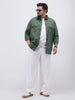 Plus Men's Sage Green Cotton Full Sleeve Regular Fit Casual Solid Shirt