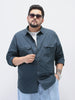Plus Men's Slate Blue Cotton Full Sleeve Regular Fit Casual Solid Shirt