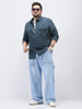 Plus Men's Slate Blue Cotton Full Sleeve Regular Fit Casual Solid Shirt