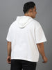 Plus Men's White Cotton Solid Hooded Neck Sweatshirt