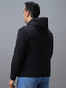 Plus Men's Black Cotton Solid Hooded Neck Sweatshirt