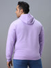 Plus Men's Purple Cotton Solid Hooded Neck Sweatshirt