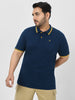 Plus Men's Navy Blue Solid Regular Fit Polo T-Shirt