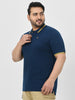 Plus Men's Navy Blue Solid Regular Fit Polo T-Shirt