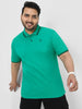 Plus Men's Teal Green Solid Cotton Polo T-Shirt