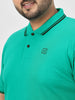 Plus Men's Teal Green Solid Cotton Polo T-Shirt