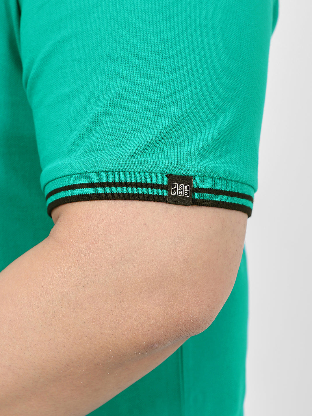 Plus Men's Teal Green Solid Cotton Polo T-Shirt