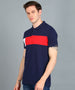 Men's Navy Blue, Red, White Colour-Block Slim Fit Half Sleeve Cotton Polo T-Shirt