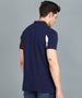 Men's Navy Blue, Red, White Colour-Block Slim Fit Half Sleeve Cotton Polo T-Shirt