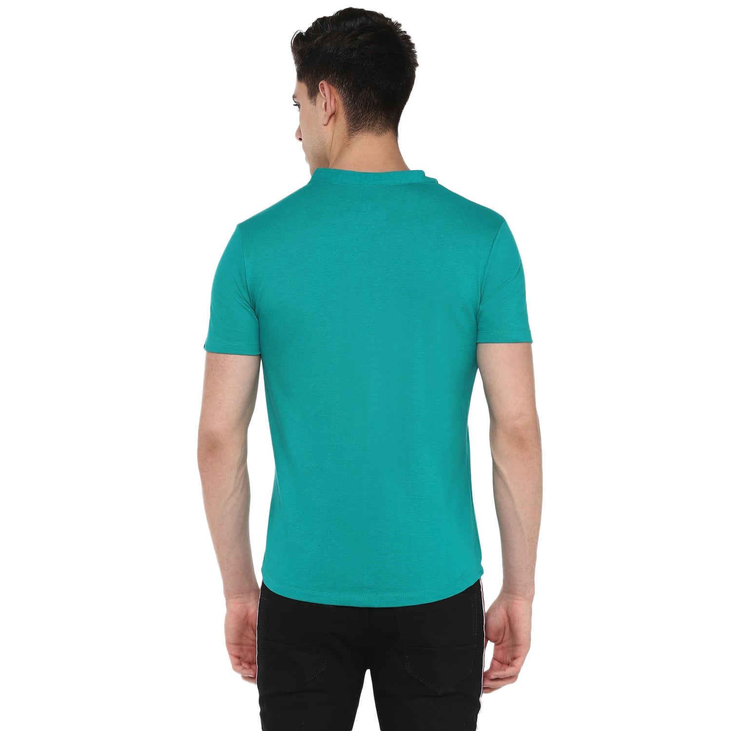 Men Teal Green Slim Fit Solid Casual Shirt