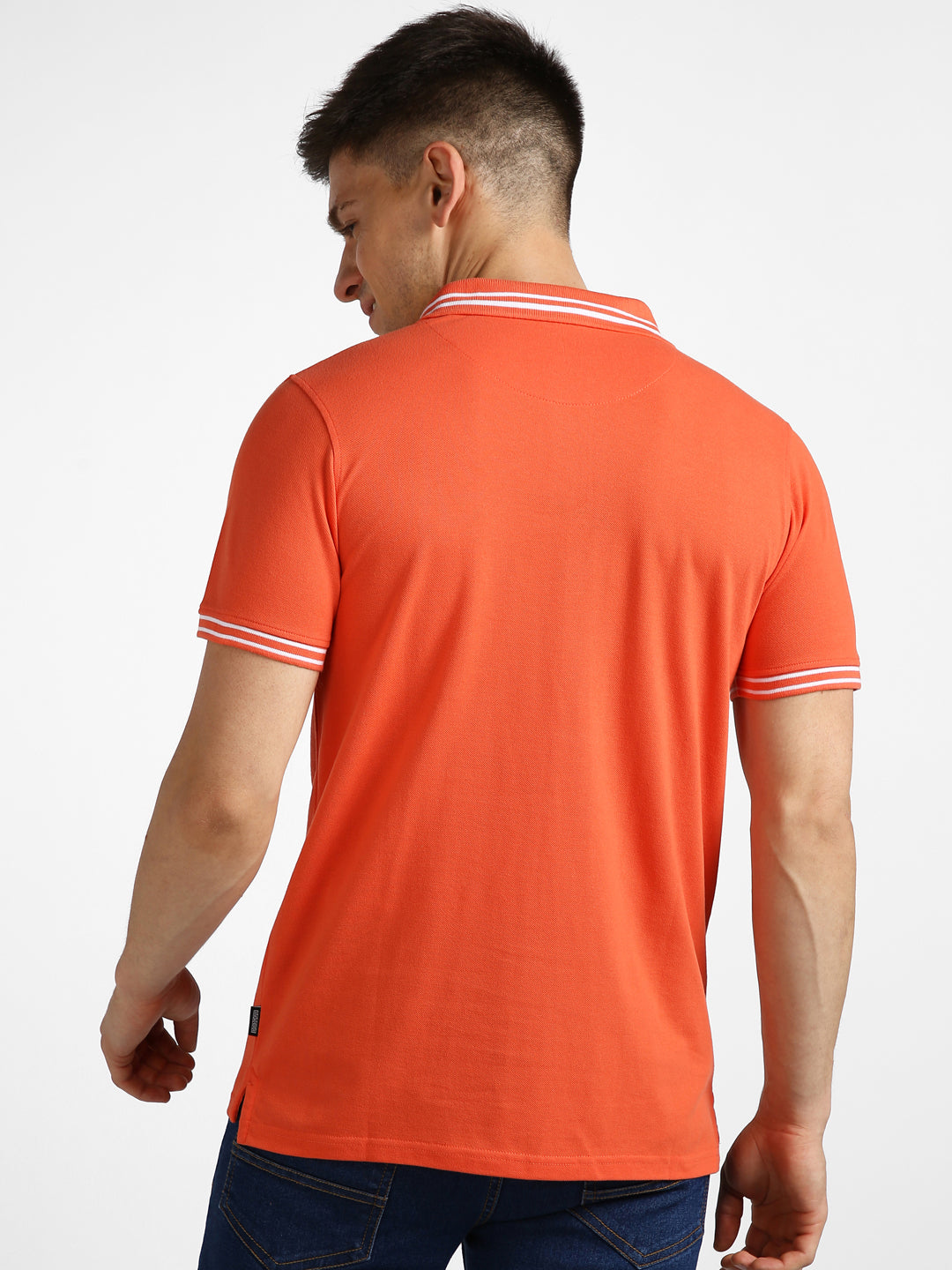 Men's Orange Solid Slim Fit Half Sleeve Cotton Polo T-Shirt