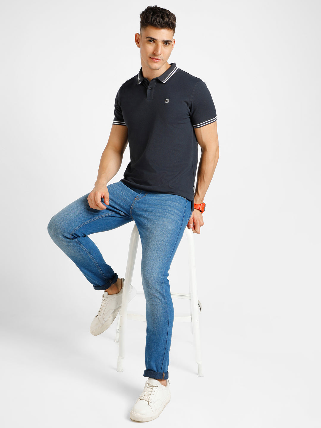 Men's Grey Solid Slim Fit Half Sleeve Cotton Polo T-Shirt