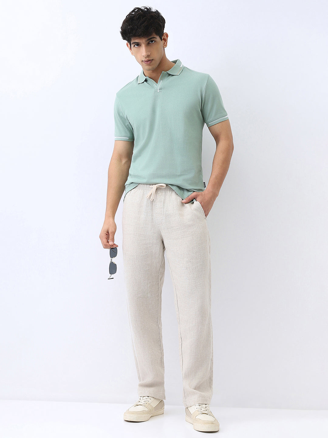 Men's Granite Green Solid Regular Fit Half Sleeve Cotton Polo T-Shirt